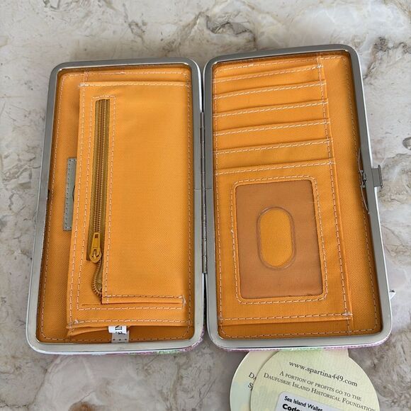 NWT Spartina 459 Sea Island Linen & Leather Wallet - Picture 6 of 8